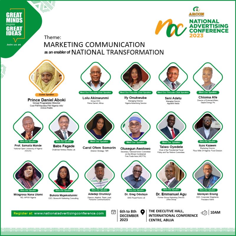 Top industry players carefully chosen to speak at Arcon National Advertising Conference 2023